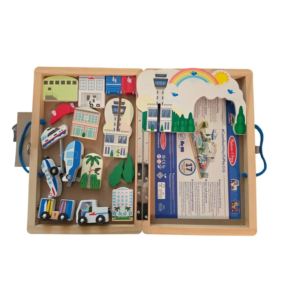 Melissa‎ & Doug Take-Along Airport Wooden Magnetic Play Set Complete 17pc